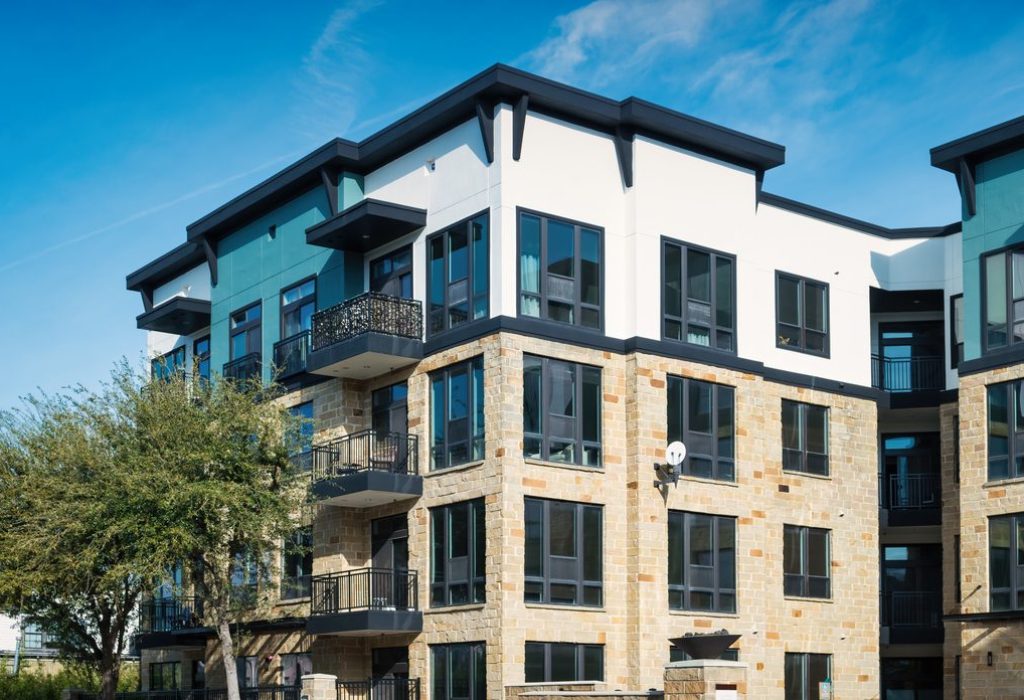 New luxury condo building in downtown Houston, Texas, USA.