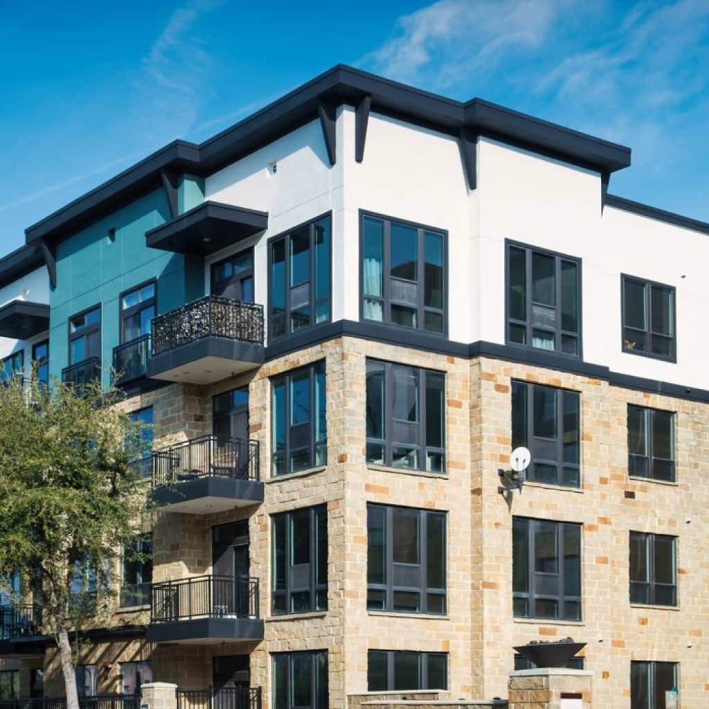 New luxury condo building in downtown Houston, Texas, USA.